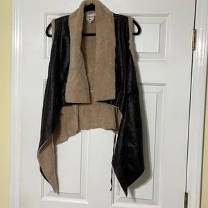 White Crown Faux Leather and soft/warm cardigan/vest Small